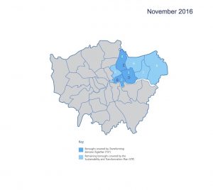 North East London STP Footprint map - TST