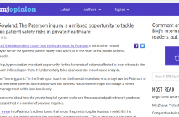 The Paterson inquiry is a missed opportunity to tackle systemic patient safety risks in private healthcare