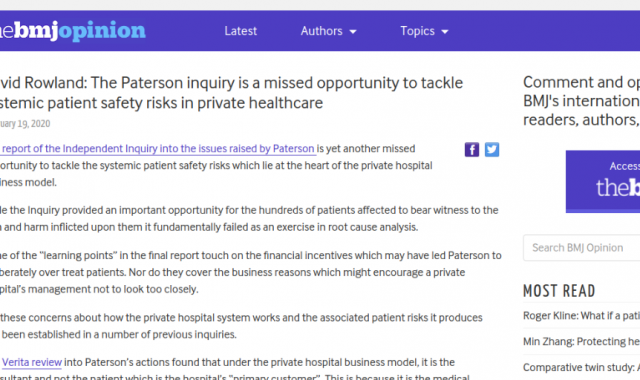 The Paterson inquiry is a missed opportunity to tackle systemic patient safety risks in private healthcare