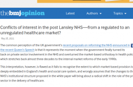 Conflicts of interest in the post Lansley NHS—from a regulated to an unregulated healthcare market?